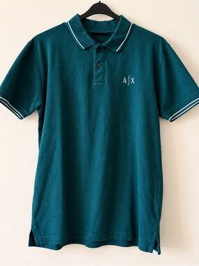 Armani Exchange A|X Teal Logo Polo Shirt
